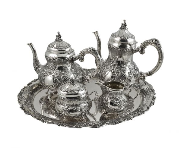 Koning Lear Bijwerken Verenigde Staten van Amerika 5-delig Zilveren koffie- en theeservies Louis XV