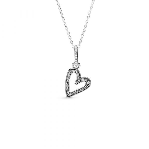 Pandora zilveren ketting met hart + 50 cm. kopen