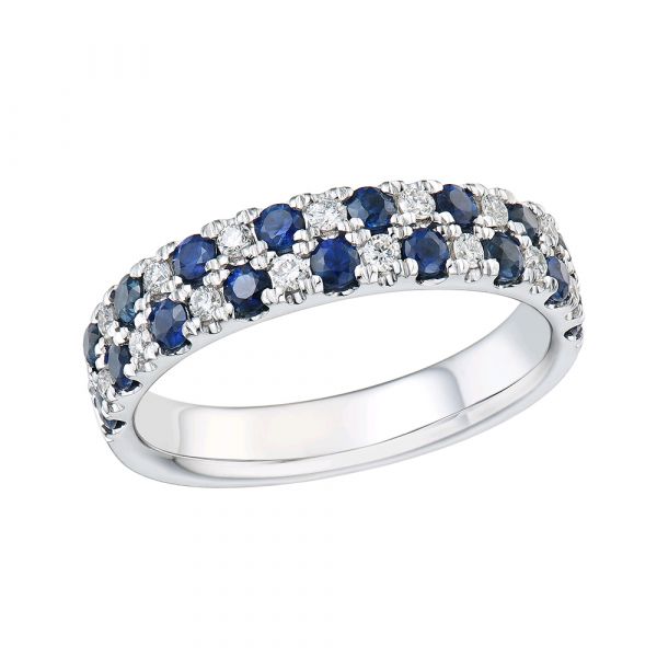14 karaat witgouden ring met saffier en diamant · Kopmels Juwelier  Doetinchem