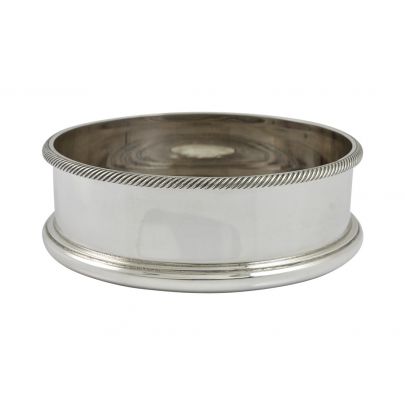 Zilveren ronde flessenbak met kabelrand