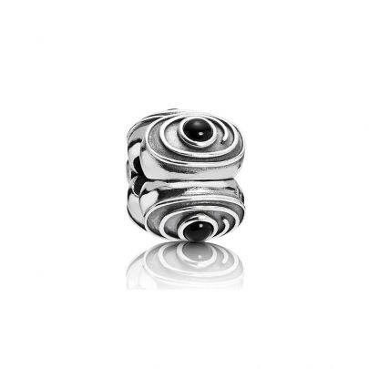 Pandora zilveren clip met zwart onyx, 790560ON
