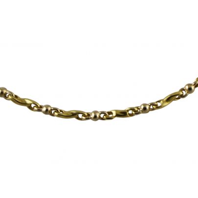 Bicolor gouden ketting met getorste schakel 42 cm.