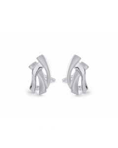 YO Design zilveren Squid oorknoppen met zirkonia, T0599