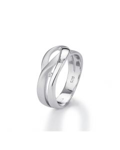 YO Design zilveren Squid ring met zirkonia, T0598