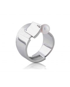 Daniel Vior zilveren Cliptedra ring met witte parel, 715270