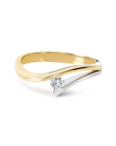R&C 14 kt. bicolor gouden Victoire ring met diamant, RIN0038