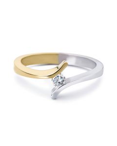 R&C 14 kt. bicolor gouden Marie-Louise ring met diamant, RIN0041