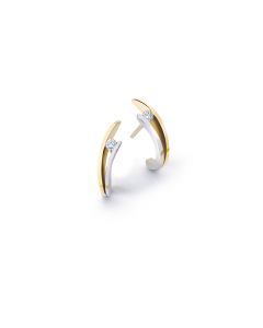 R&C bicolor gouden 'Victorie' oorknoppen met diamant, OOR0038