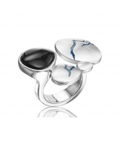 Daniel Vior zilveren Godafoss ring met onyx en emaille, 716001