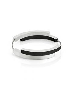 Clic aluminium armband met zwarte elementen 19 cm., A32Z