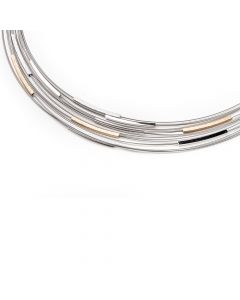 YO Design edelstalen/zilveren Galileo ketting met geelgouden elementen 43 cm., T1033