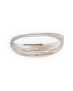 YO Design edelstalen/zilveren Galileo armband met geelgouden elementen 19 cm., T1034