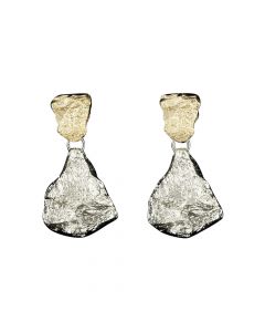 Sanjoya zilveren/vergulde steenvormige oorhangers, PRE0619008