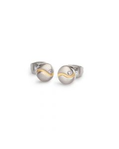 Boccia bicolor titanium oorstekers met diamant, 05028-04