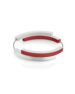 Clic aluminium/stalen zilverkleurige met rode armband, A32R