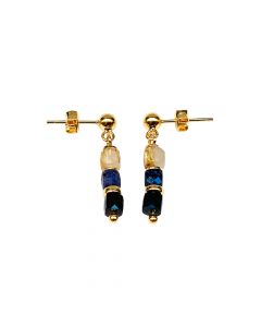 Stones in Style goud op zilveren oorhangers met saffier, rutielkwarts en spinel edelstenen, E-20-30122