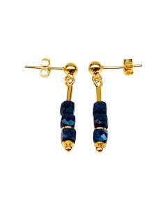 Stones in Style goud op zilveren oorhangers met blauw saffier, E-20-30067