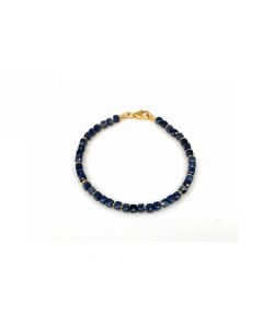 Stones in Style goud op zilveren armband met facet geslepen blauw saffier 17,5 cm., B-20-30067