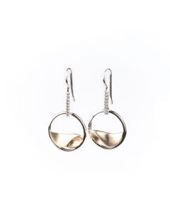 YO Design zilveren Wave oorhangers met zirkonia's, T1069