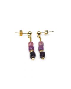 Stones in Style goud op zilveren oorhangers met robijn, roze toermalijn en amethist, E-21-302228 GO