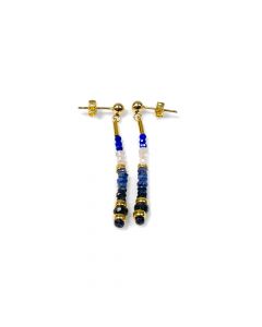 Stones in Style goud op zilveren oorhangers met blauwe saffier,maansteen en lapis lazuli, E-21-13464 GO