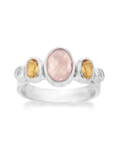 Rabinovich zilveren Prism ring met rozenwarts, citrien en zirkonia, 79503020-56